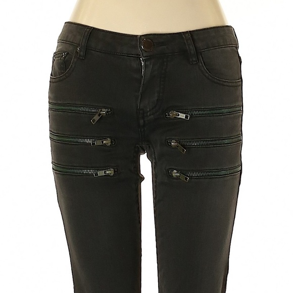 Maje Funky Black Low Rise Skinny Jeans with Zipper Accent Size 24 ~ Punk Rock - Picture 3 of 16